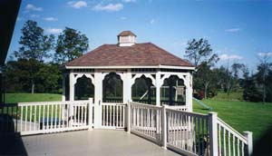 deck posts and railings and garden accents at Leisure World